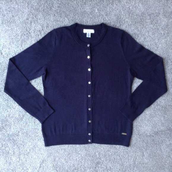 ⭐CALVIN KLEIN BUTTON DOWN CARDIGAN in Navy, size M⭐ - Picture 1 of 6